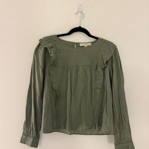 NWT LOFT Green Ruffled Blouse